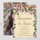 Quinceañera Wisteria Vines Floral Custom Foto Kaart (Voorkant / Achterkant)