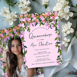 Quinceañera Wisteria Vines Floral Custom Foto Kaart