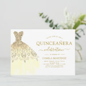 Quinceanera Wit en Goud Glitter Sparkle Kaart (Staand voorkant)