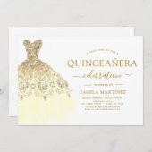 Quinceanera Wit en Goud Glitter Sparkle Kaart (Voorkant / Achterkant)