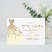 Quinceanera Wit en Goud Glitter Sparkle Kaart (Staand voorkant)