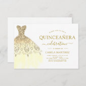 Quinceanera Wit en Goud Glitter Sparkle Kaart (Voorkant / Achterkant)