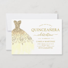 Quinceanera Wit en Goud Glitter Sparkle Kaart