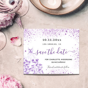 Quinceanera wit viooltje budget save the date flyer