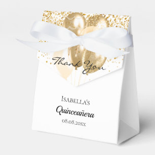 Quinceanera witgouden ballonnen bedankt bedankdoosjes