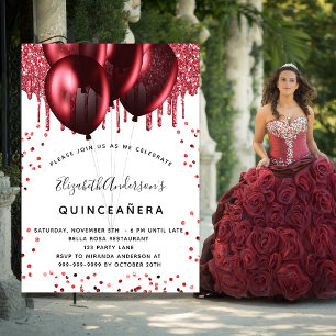 Quinceanera witte ballonnen luxe kaart