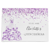 Quinceanera witte paarse glitter-kleding groot cadeauzakje (Voorkant)