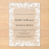 Quinceanera witte sneeuwvlokken winterfeest vorsti acryl uitnodigingen (Voorkant)
