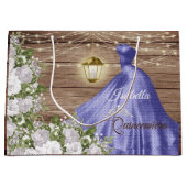 Quinceañera Wood en Purple Flowers Groot Cadeauzakje (Voorkant)