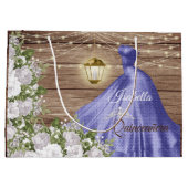 Quinceañera Wood en Purple Flowers Groot Cadeauzakje (Achterkant)