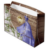 Quinceañera Wood en Purple Flowers Groot Cadeauzakje (Achterkant Gekanteld)