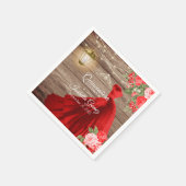 Quinceañera Wood en Red Flowers Servet (Hoek)