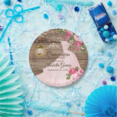 Quinceañera Wood en Roze Mauve Flowers Papieren Bordje (Feest)