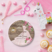 Quinceañera Wood en Roze Mauve Flowers Papieren Bordje (Feest)