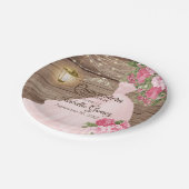 Quinceañera Wood en Roze Mauve Flowers Papieren Bordje (Gekanteld)