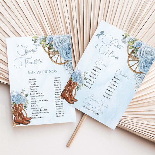 Quinceañera XV 15 Baby Blauw Bloemen Charro Padrin