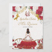 Quinceañera XV 15 Charro Rood Wit Bloemen Paarden Kaart (Achterkant)