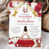 Quinceañera XV 15 Charro Rood Wit Bloemen Paarden Kaart