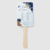 Quinceañera XV 15 Royal Blue Floral Charro Padrino Handwaaier (Achterkant)