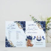 Quinceañera XV 15 Royal Blue Floral Charro Program (Staand voorkant)