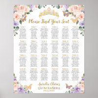 Quinceañera XV Paarse Lila Blush Bloemen Zitplaats