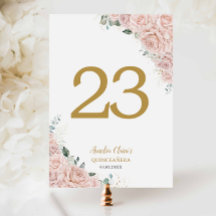 Quinceanera XV Roze Rozen Bloemstuk Goud