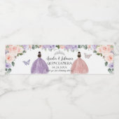 Quinceañera XV Sweet 16 Lila Blush Bloemen Tweelin Waterfles Etiket (Enkel label)