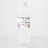 Quinceañera XV Sweet 16 Lila Blush Bloemen Tweelin Waterfles Etiket (Voorkant)