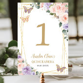 Quinceañera XV Verjaardag Blush Paarse Lila Bloeme Kaart