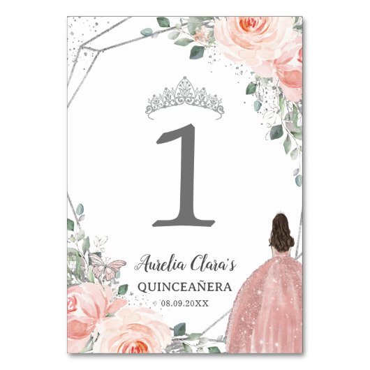 Quinceañera XV Verjaardag Blush Roze Bloemen Prins Kaart (Achterkant)