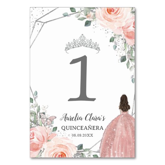 Quinceañera XV Verjaardag Blush Roze Bloemen Prins Kaart (Voorkant)