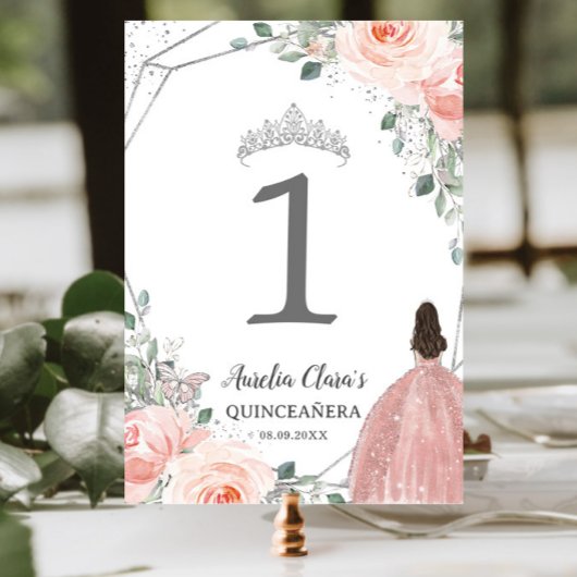 Quinceañera XV Verjaardag Blush Roze Bloemen Prins Kaart