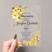 Quinceanera yellow gold acryl uitnodigingen (Insitu (Draagbaar))