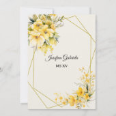 Quinceañera Yellow Gold Invitation Kaart (Achterkant)