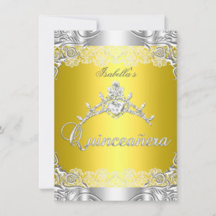 Quinceanera Yellow Silver Diamond Tiara 15de parti Kaart