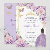 Quinceañera Zacht Paarse Lila Roze Bloemenprinses Kaart (Voorkant / Achterkant)
