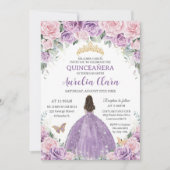 Quinceañera Zacht Paarse Seringroze Bloemige Prins Kaart (Voorkant)