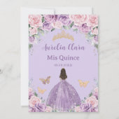 Quinceañera Zacht Paarse Seringroze Bloemige Prins Kaart (Achterkant)