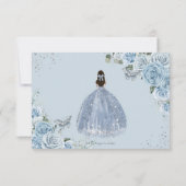 Quinceañera Zachte Baby Blauwe Bloemen Rozen Prins RSVP Kaartje (Achterkant)
