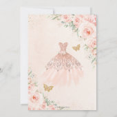 Quinceañera Zachte Blush Bloemen Jurk Vlinders Kaart (Achterkant)