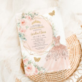 Quinceañera Zachte Blush Bloemen Jurk Vlinders Kaart