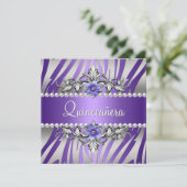 Quinceañera Zebra Paarse Pearl Silver Kaart (Staand voorkant)