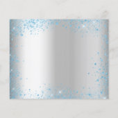 Quinceanera zilver blauw budget save the date flyer (Achterkant)