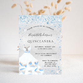 Quinceanera zilverblauw, elegant kaart