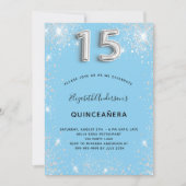 Quinceanera zilverblauw glitsstof kaart (Voorkant)