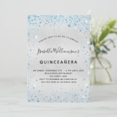 Quinceanera zilverblauwe glitter kaart (Staand voorkant)