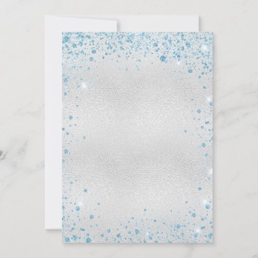 Quinceanera zilverblauwe glitter kaart (Achterkant)