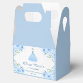 Quinceanera zilveren blauwe bloemjurk bedankdoosjes (Geopend)