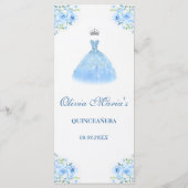 Quinceanera zilveren blauwe bloemjurk menu (Achterkant)