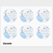 Quinceanera zilveren blauwe bloemjurk ronde sticker (Vel)